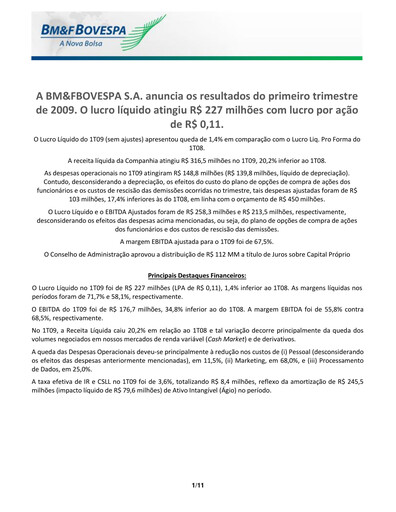 Thumbnail B3 Quarterly Report 2009-q1