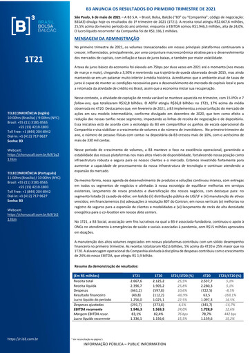 Thumbnail B3 Quarterly Report 2021-q1