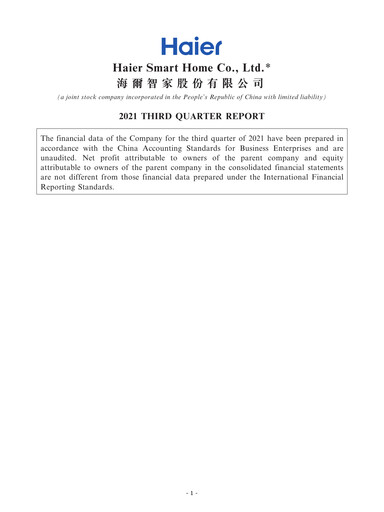 Thumbnail Haier Smart Home Quarterly Report 2021-q3