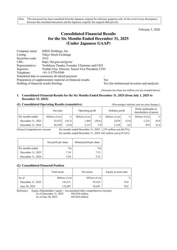 Miniature Gree Rapport semestriel fy2026-h1