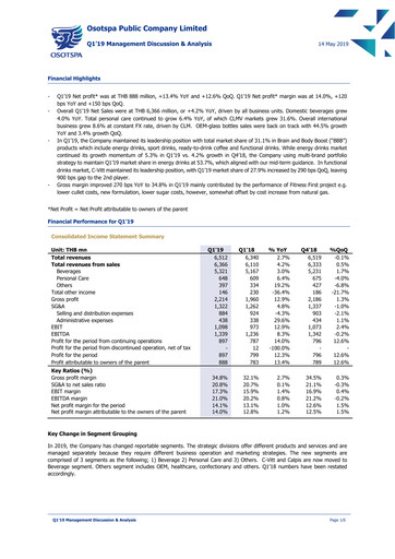 Thumbnail Osotspa Quarterly Report 2019-q1