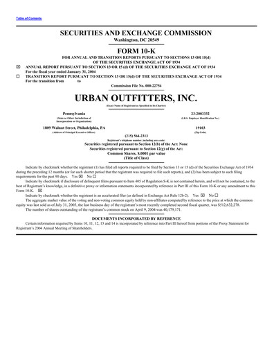 Vorschaubild Urban Outfitters
 Jahresbericht 2004