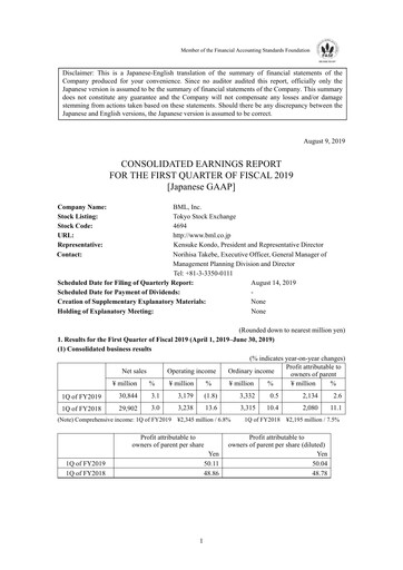 Thumbnail BML, Inc. Quarterly Report fy2019-q1
