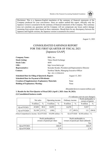 Thumbnail BML, Inc. Quarterly Report fy2021-q1