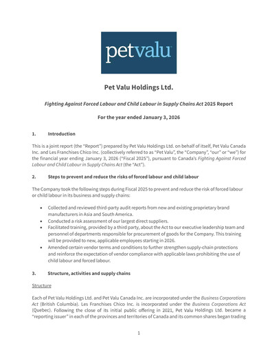 Thumbnail Pet Valu ESG Report 2025