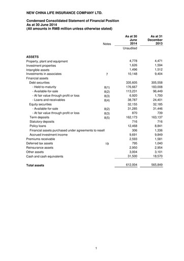 Thumbnail New China Life Insurance
 Half-year Report 2014-h1