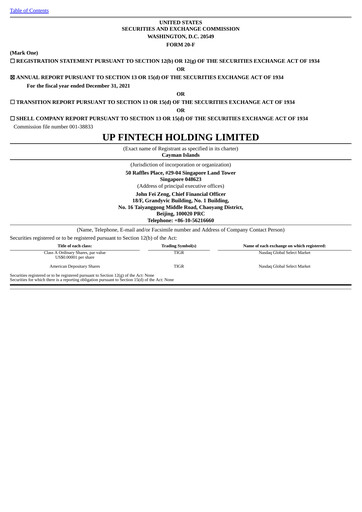 Vorschaubild UP Fintech (Tiger Brokers) Jahresbericht 2021