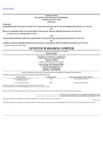 Vorschaubild UP Fintech (Tiger Brokers) Jahresbericht 2024