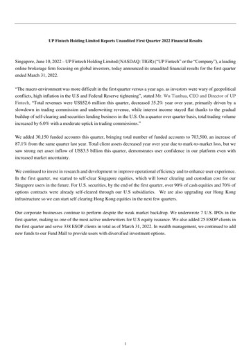 Thumbnail UP Fintech (Tiger Brokers) Quarterly Report 2022-q1