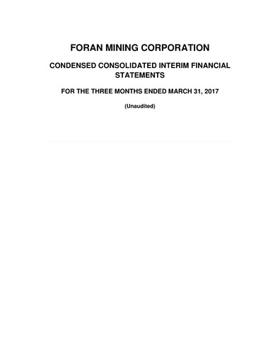 Thumbnail Foran Mining Quarterly Report 2017-q1