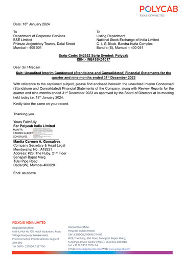 Thumbnail Polycab India
 Quarterly Report 2023-q3