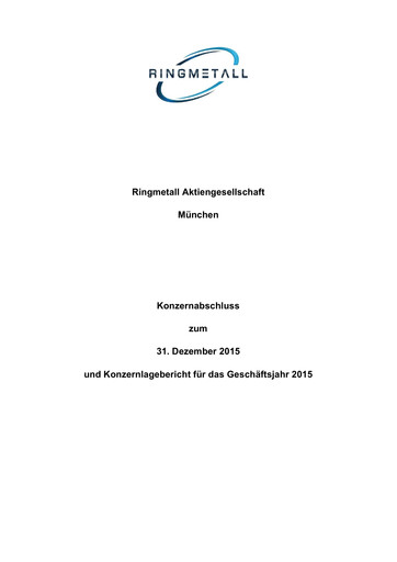 Miniature Ringmetall Bilan financier 2015