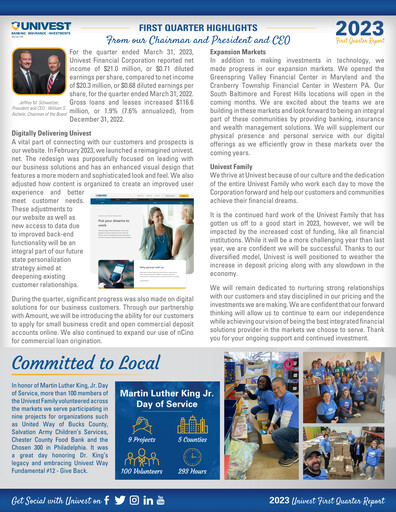 Thumbnail Univest Financial Corporation Quarterly Report 2023-q1