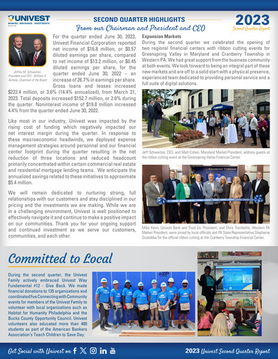Thumbnail Univest Financial Corporation Quarterly Report 2023-q2
