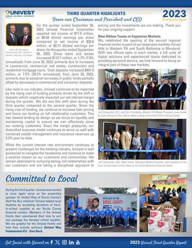 Thumbnail Univest Financial Corporation Quarterly Report 2023-q3