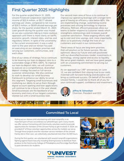 Thumbnail Univest Financial Corporation Quarterly Report 2025-q1