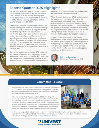 Thumbnail Univest Financial Corporation Quarterly Report 2025-q2