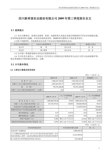 Thumbnail New Hope Liuhe Quarterly Report 2009-q3