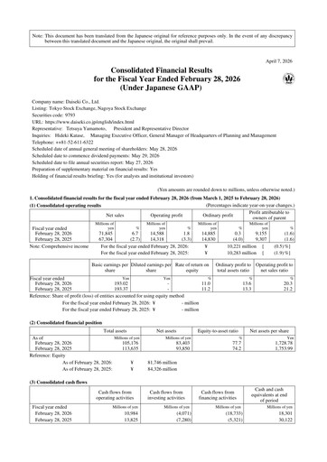 Miniature Daiseki Bilan financier fy2026