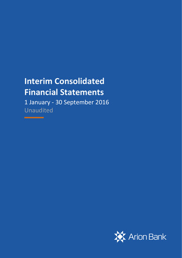 Thumbnail Arion banki Financial Statement 2016-9m