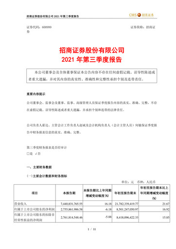 Thumbnail China Merchants Securities Quarterly Report 2021-q3