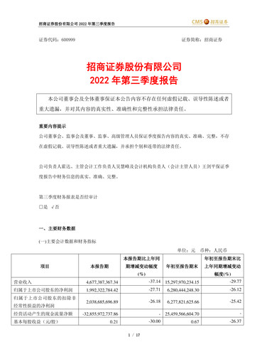 Thumbnail China Merchants Securities Quarterly Report 2022-q3