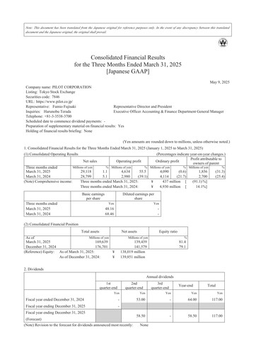 Thumbnail Pilot Corporation Quarterly Report 2025-q1