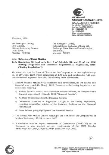 Thumbnail Endurance Technologies
 Quarterly Report 2019-q4