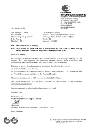 Thumbnail Endurance Technologies
 Quarterly Report 2022-q1