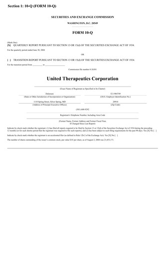 Thumbnail United Therapeutics Quarterly Report 2004-q2