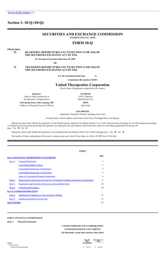 Thumbnail United Therapeutics Quarterly Report 2005-q2