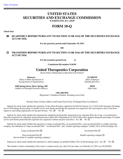 Thumbnail United Therapeutics Quarterly Report 2013-q3