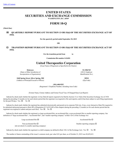 Thumbnail United Therapeutics Quarterly Report 2015-q3