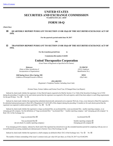 Thumbnail United Therapeutics Quarterly Report 2017-q2