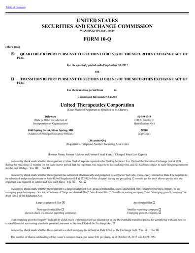 Thumbnail United Therapeutics Quarterly Report 2017-q3