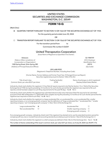 Thumbnail United Therapeutics Quarterly Report 2024-q2