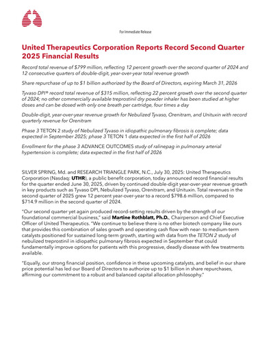 Thumbnail United Therapeutics Quarterly Report 2025-q2