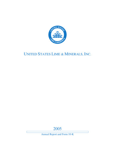 Thumbnail United States Lime & Minerals  Annual Report 2005