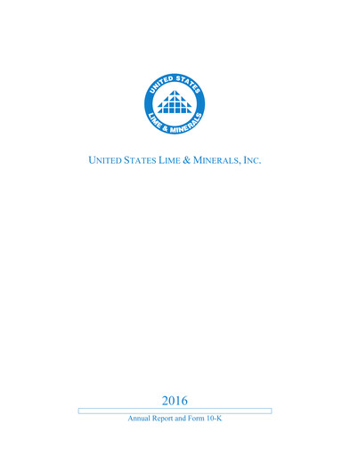 Thumbnail United States Lime & Minerals  Annual Report 2016