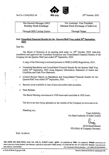 Thumbnail Steel Authority of India Half-year Report 2025-h1