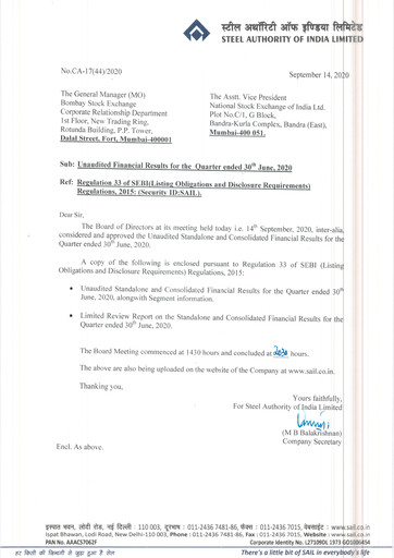 Miniature Steel Authority of India Rapport trimestriel 2020-q1