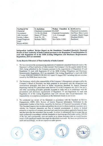 Miniature Steel Authority of India Rapport trimestriel 2023-q1