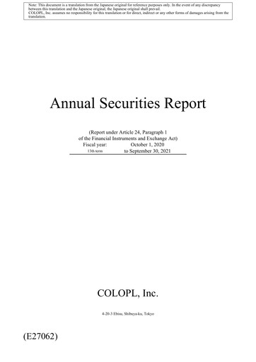 Miniature COLOPL Rapport annuel fy2021