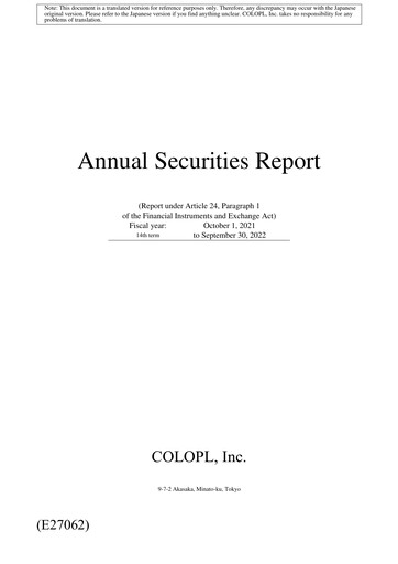 Miniature COLOPL Rapport annuel fy2022