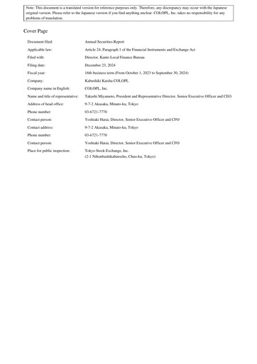 Miniature COLOPL Rapport annuel fy2024