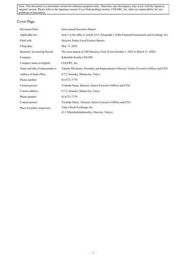 Thumbnail COLOPL Half-year Report 2026-h1
