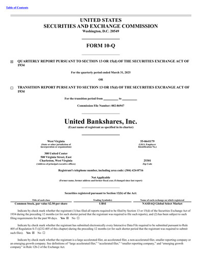 Thumbnail United Bankshares Quarterly Report 2025-q1