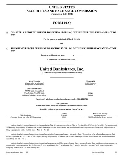 Thumbnail United Bankshares Quarterly Report 2026-q1