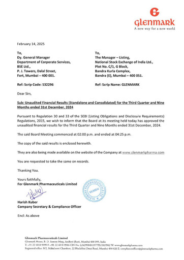 Miniature Glenmark Pharmaceuticals
 Rapport trimestriel 2024-q3