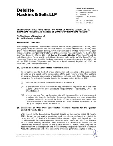 Thumbnail Dr Lal PathLabs
 Financial Statement 2020-2021